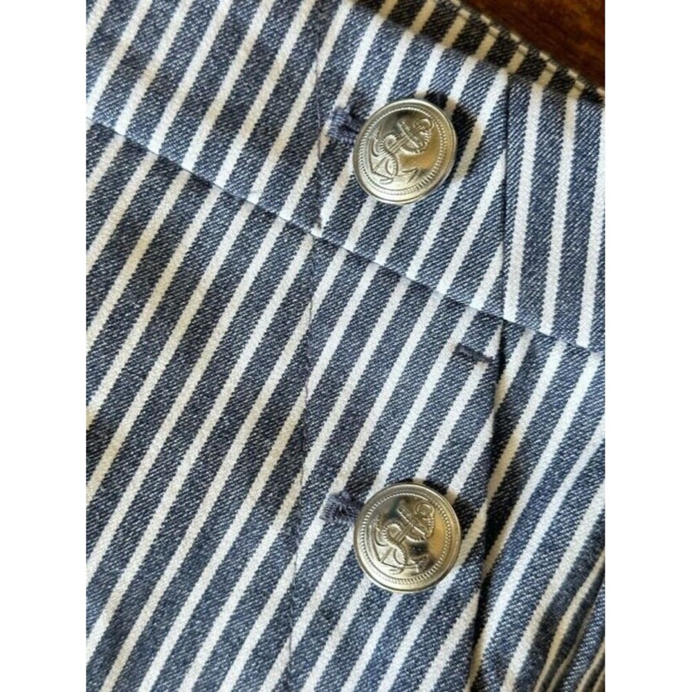 Loft Riviera Slim Cropped Pant Size 10 Navy White Pinstripe - Picture 5 of 9